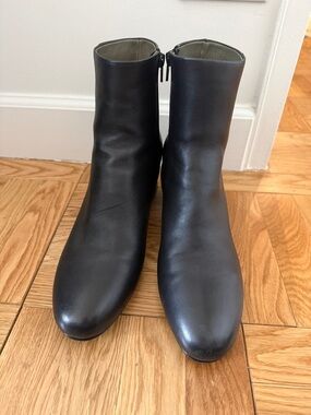 Bared Footwear Black Leather Heeled Ankle Boots